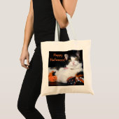 Happy Halloween Cat Calico Kitty Tote Bag (Voorkant (product))