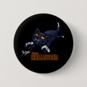 Happy Halloween Cat Chasing Mouse Ronde Button 5,7 Cm (Voorkant)