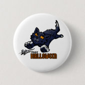 Happy Halloween Cat Chasing Mouse Ronde Button 5,7 Cm (Voorkant)