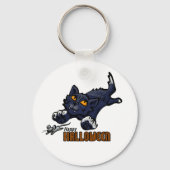 Happy Halloween Cat Chasing Mouse Sleutelhanger (Voorkant)