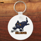 Happy Halloween Cat Chasing Mouse Sleutelhanger (Voorkant)