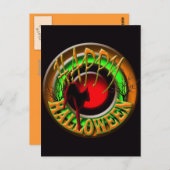 Happy Halloween cat en moon BRIEFKAART (Voorkant / Achterkant)