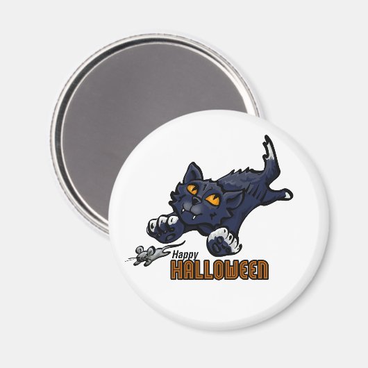 Happy Halloween Cat en Mouse Magneet (Voorkant / Achterkant)