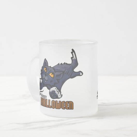Happy Halloween Cat en Mouse Matglas Koffiemok (Voorkant links)