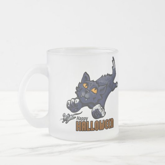 Happy Halloween Cat en Mouse Matglas Koffiemok (Links)