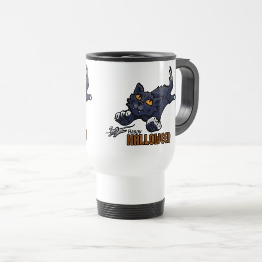 Happy Halloween Cat en Mouse Reisbeker (Voorkant rechts)