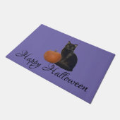 Happy Halloween Cat en pompoen op Paarse klep Deurmat (Schuin)