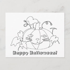 Happy Halloween Cat Face Coloring Gift Briefkaarte Briefkaart
