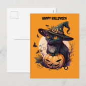 Happy Halloween Cat Feestdagenkaart (Voorkant / Achterkant)