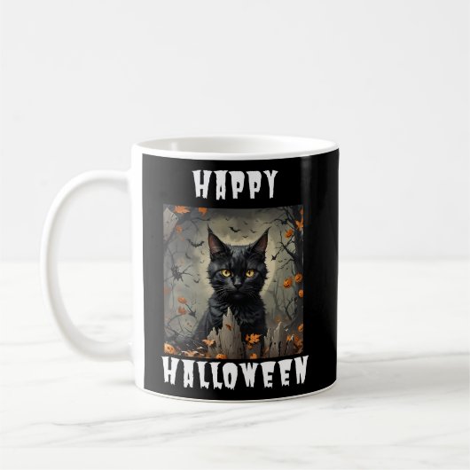 Happy Halloween Cat Koffiemok (Links)