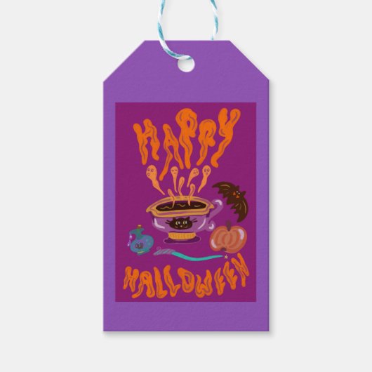Happy Halloween Cat Lover Coffee Cup Canvas tas Cadeaulabel (Voorkant)