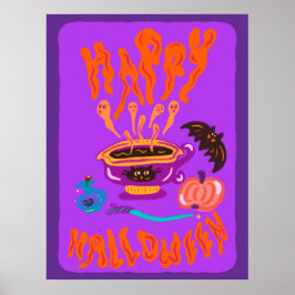 Happy Halloween Cat Lover heksenkop koffie Poster