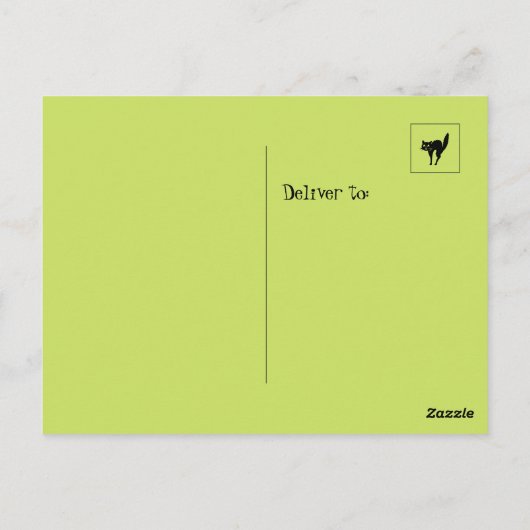 Happy Halloween Cat Meow Postcard Briefkaart (Achterkant)