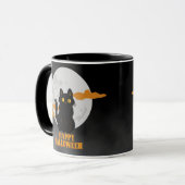 Happy Halloween Cat met Full Moon Mok (Voorkant links)