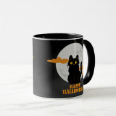 Happy Halloween Cat met Full Moon Mok (Voorkant rechts)