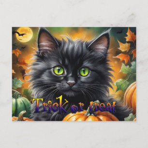 Happy Halloween Cat met pompoen Feestdagenkaart