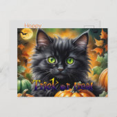 Happy Halloween Cat met pompoen Feestdagenkaart (Voorkant / Achterkant)