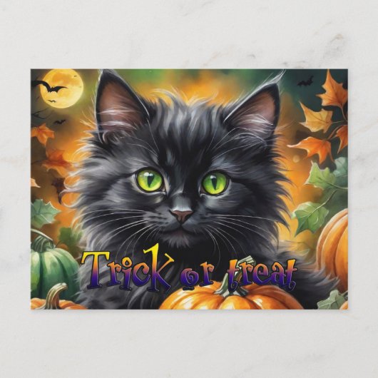 Happy Halloween Cat met pompoen Feestdagenkaart (Voorkant)