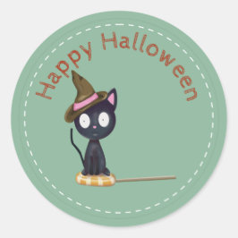 Happy Halloween Cat op Snoep Label Sticker