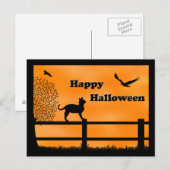 Happy Halloween Cat Post Card Briefkaart (Voorkant / Achterkant)