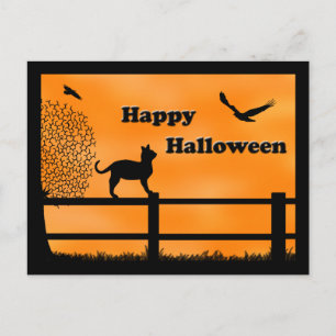 Happy Halloween Cat Post Card Briefkaart