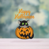 Happy Halloween Cat Pumpkin Acryl Bord (Neutraal)