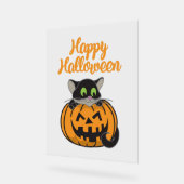Happy Halloween Cat Pumpkin Acryl Bord (Hoek)