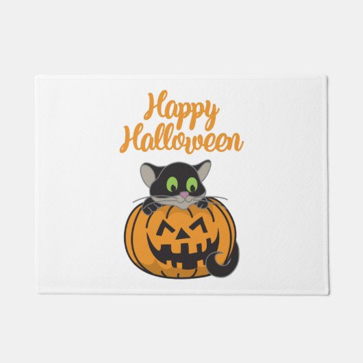 Happy Halloween Cat Pumpkin Deurmat (Voorkant)