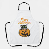Happy Halloween Cat Pumpkin Schort (Voorkant)