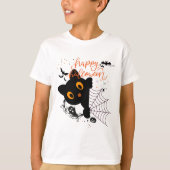 Happy Halloween Cat & Pumpkins T-shirt (Voorkant)