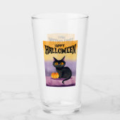 Happy Halloween Cat Shirt Glas (Voorkant)