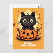 Happy Halloween Cat - Spooky Cat Lover's Briefkaar Briefkaart (Voorkant / Achterkant)