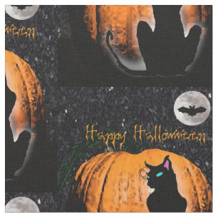 Happy Halloween Cat Stof