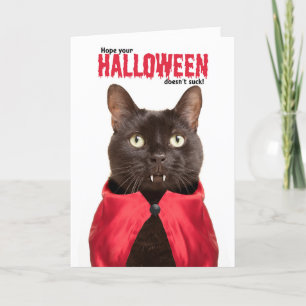 Happy Halloween Cat Vampire Humor Feestdagen Kaart