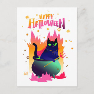 Happy Halloween Cat Vinsant Briefkaart