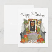 Happy Halloween Cat Waterverf Briefkaart (Voorkant / Achterkant)