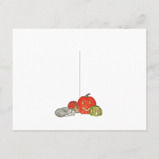 Happy Halloween Cat Waterverf Briefkaart (Achterkant)