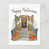 Happy Halloween Cat Waterverf Briefkaart (Voorkant)