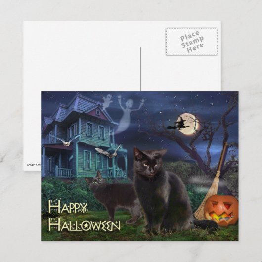 Happy Halloween Cats Briefkaart (Voorkant / Achterkant)