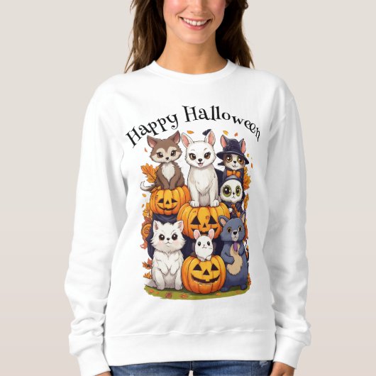 Happy Halloween Cats Fox Pumpkin Trui (Voorkant)