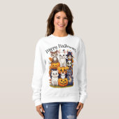 Happy Halloween Cats Fox Pumpkin Trui (Voorkant volledig)