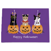 Happy Halloween Cats Jack O Lantern Groot Cadeauzakje (Voorkant)