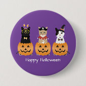 Happy Halloween Cats Jack O Lantern Ronde Button 7,6 Cm (Voorkant)