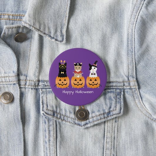 Happy Halloween Cats Jack O Lantern Ronde Button 7,6 Cm (In situ)