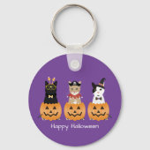 Happy Halloween Cats Jack O Lantern Sleutelhanger (Voorkant)