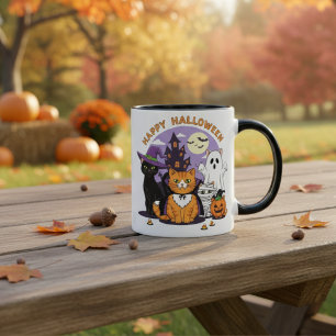 Happy Halloween Cats-Spooky Schattigee Feline Part Koffiemok