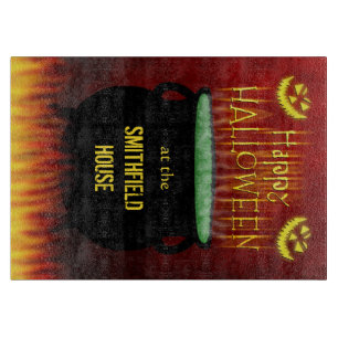 Happy Halloween Cauldron Fire gepersonaliseerd Snijplank