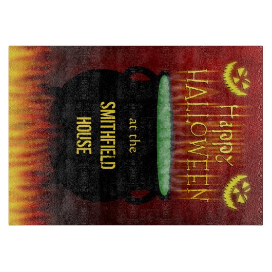 Happy Halloween Cauldron Fire gepersonaliseerd Snijplank (Voorkant)