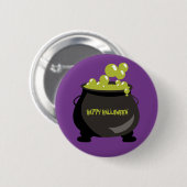 Happy Halloween Cauldron Green Potion Paars Ronde Button 5,7 Cm (Voorkant /achterkant)