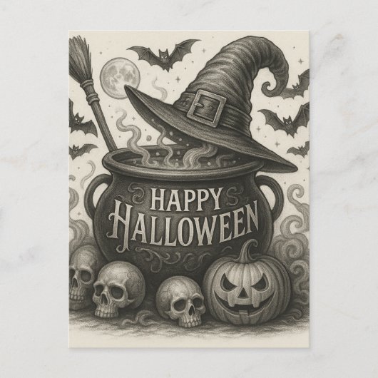 Happy Halloween Cauldron Invitation Briefkaart (Voorkant)
